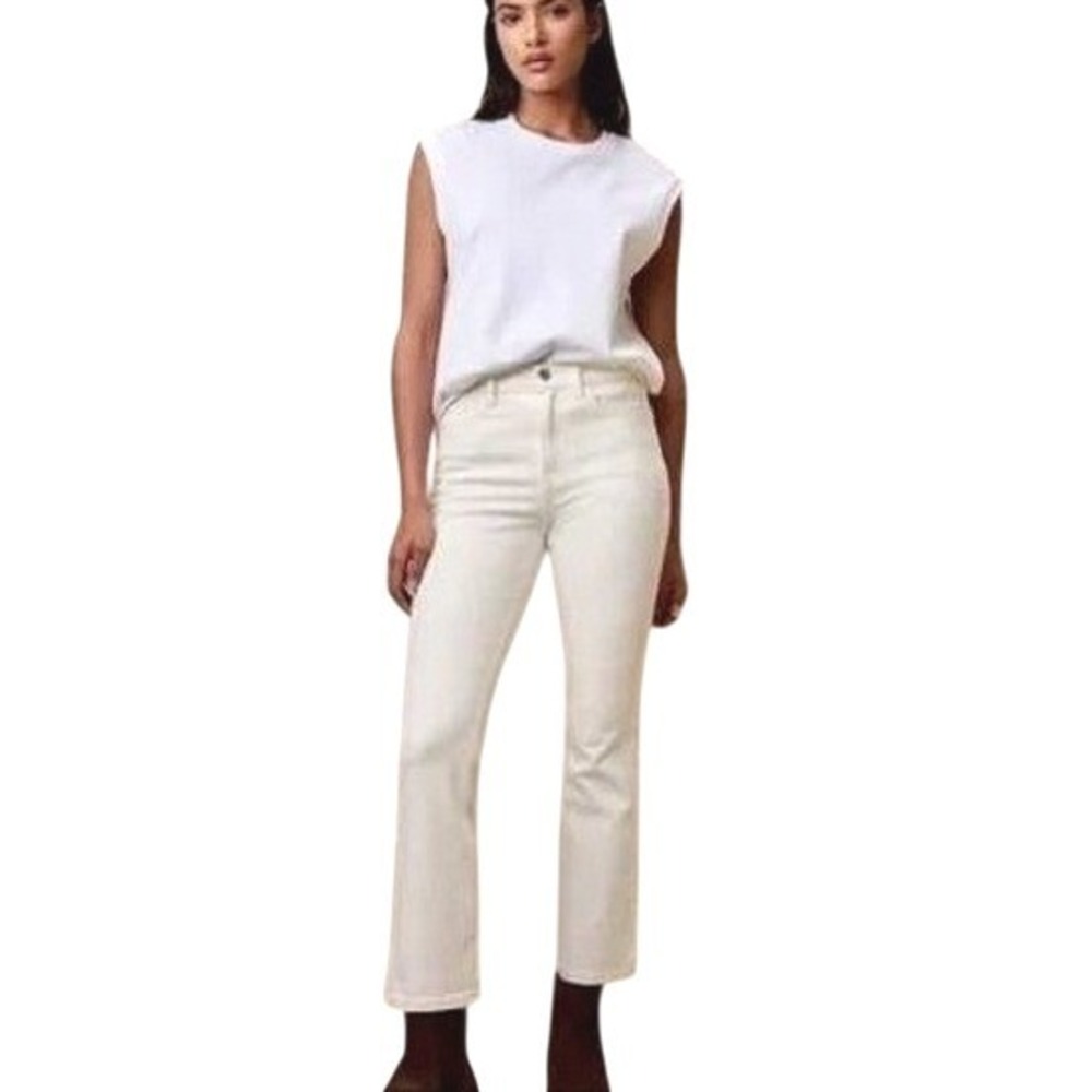 Banana Republic High-Rise Crop Boot‎ Ecru Jeans Sz 33